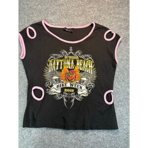 Daytona Beach Bike Week 2012 women’s cut out T shirt Size XL - 100% cotton